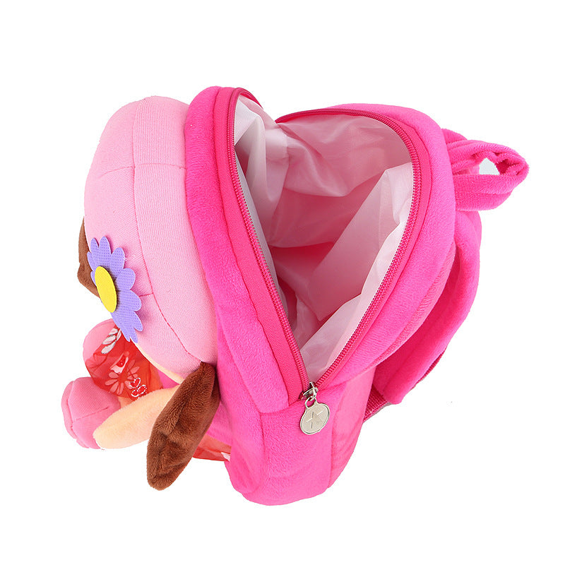 Cartoon Cute Kids Backpack for Girls, Toddler Preschool School Bag with Sunflower Doll Plush, Children’s Double Shoulder Bag