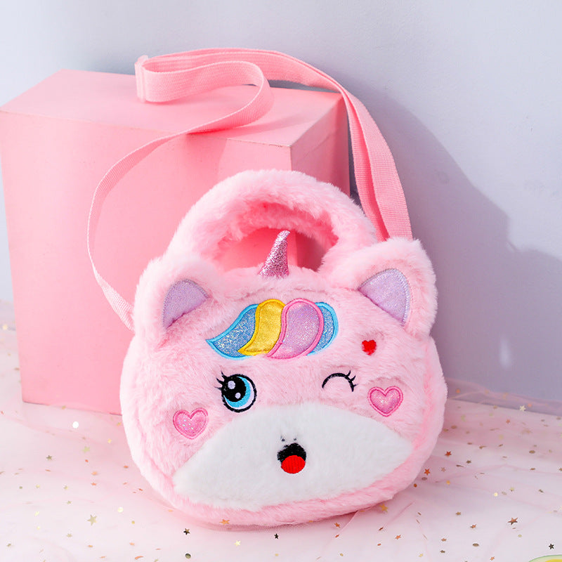 In-Stock Plush Unicorn Crossbody Bag, Single-Shoulder Cosmetic Pouch, Phone & Coin Organizer, Cute Women’s Sling Bag