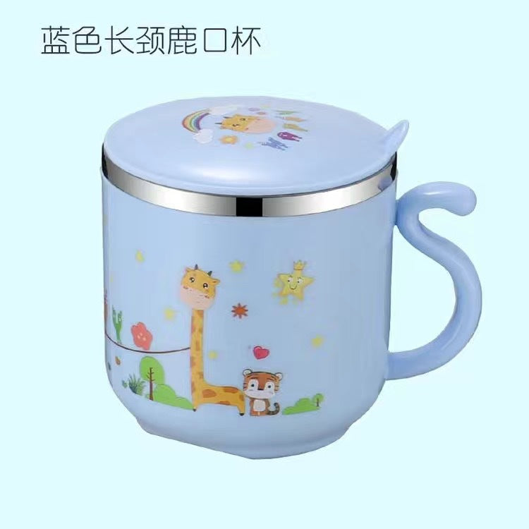 Factory Direct Sales 304 Stainless Steel Water Cup with Straw Yellow Duck Kidsren's Cup Kindergarten Mouth Cup Handy Cup Gift