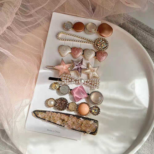 New pearl Chanel-style hair clip for women, Korean style, side hair clip for bangs, 8 pieces set, imported from china