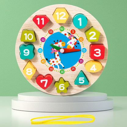 Digital Bead String Clock Model Shape Recognition Clock Educational Toy for Kids, Learning Threading Building Blocks