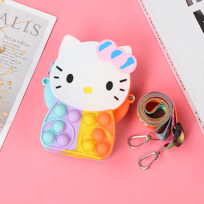 Novel Creative Cartoon Silicone Pouch Kids Crossbody Sling Bag Cute Bear Coin Purse &amp; Small Storage Bag