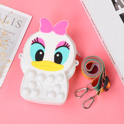 Novel Creative Cartoon Silicone Pouch Kids Crossbody Sling Bag Cute Bear Coin Purse &amp; Small Storage Bag