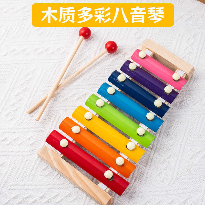 8-Note Hand-Strike Xylophone Wooden Percussion Music Toy for Kids Baby Music Instrument