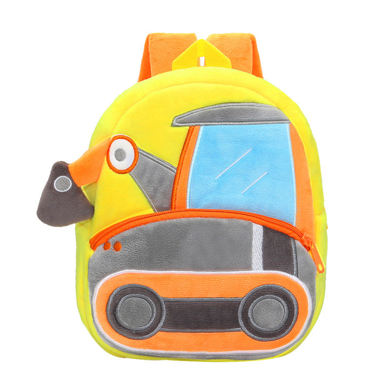 Construction Vehicle Series Cute Kids Backpack Excavator Plush Rucksack 2–4 Years Boys and Girls Toddler Bag