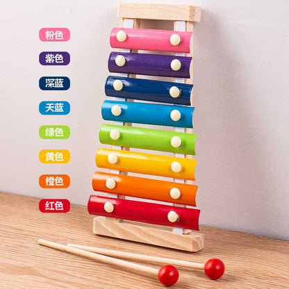 8-Note Hand-Strike Xylophone Wooden Percussion Music Toy for Kids Baby Music Instrument