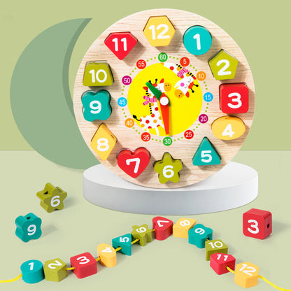 Digital Bead String Clock Model Shape Recognition Clock Educational Toy for Kids, Learning Threading Building Blocks