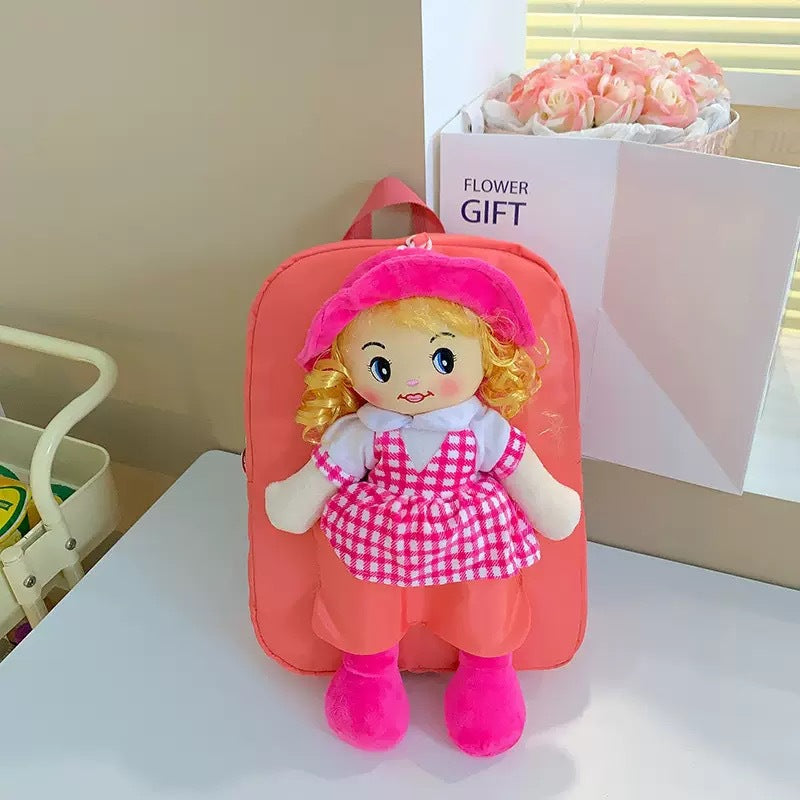 Cross-Border Cartoon Doll Backpack for Kids, Cute Baby Doll Double Shoulder Bag, Kindergarten School Bag