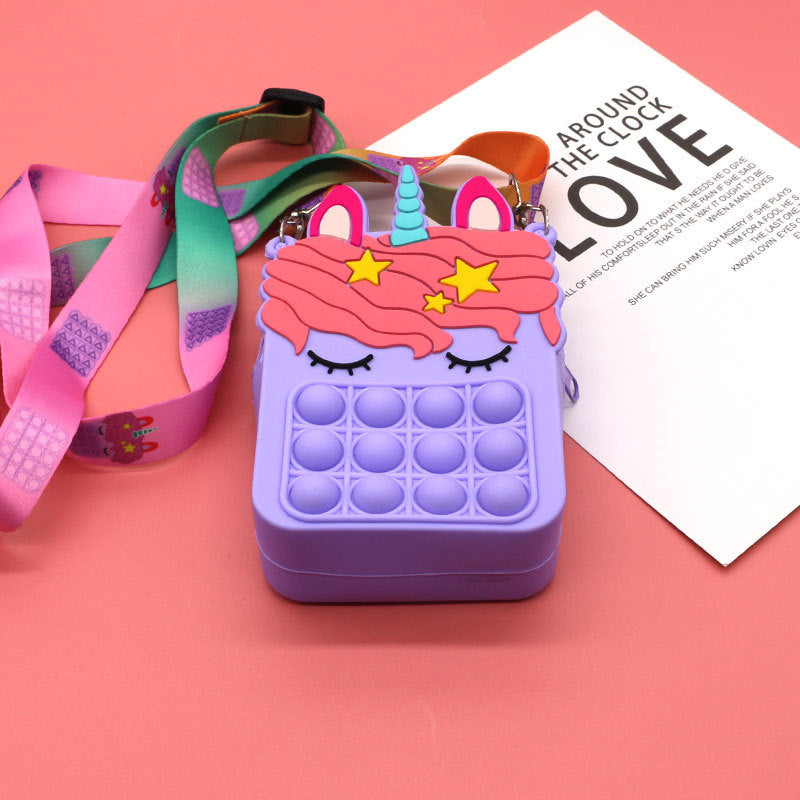 Mouse Killer Pioneer Silicone Cartoon Press Crossbody Bag Unicorn Kids Shoulder Bag Girls Crossbody Mini Square Bag Wholesale