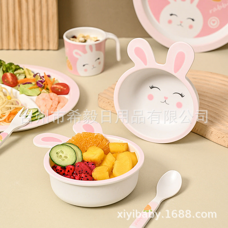 Customized Bamboo Fiber Tableware Set, Plates, Bowls, Cups, Forks and Spoons, Customized Gift Box Packaging. if You Take a Photo of This Link, No Refund Will Be Made by Default