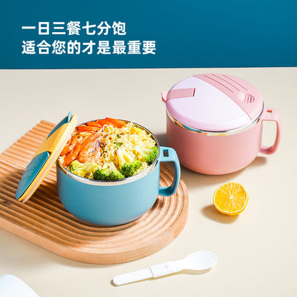 304 Stainless Steel Instant Noodle Cup Fast Food Cup Office Worker Convenient Sealed Insulated Lunch Box Student Dormitory Instant Noodle Bowl