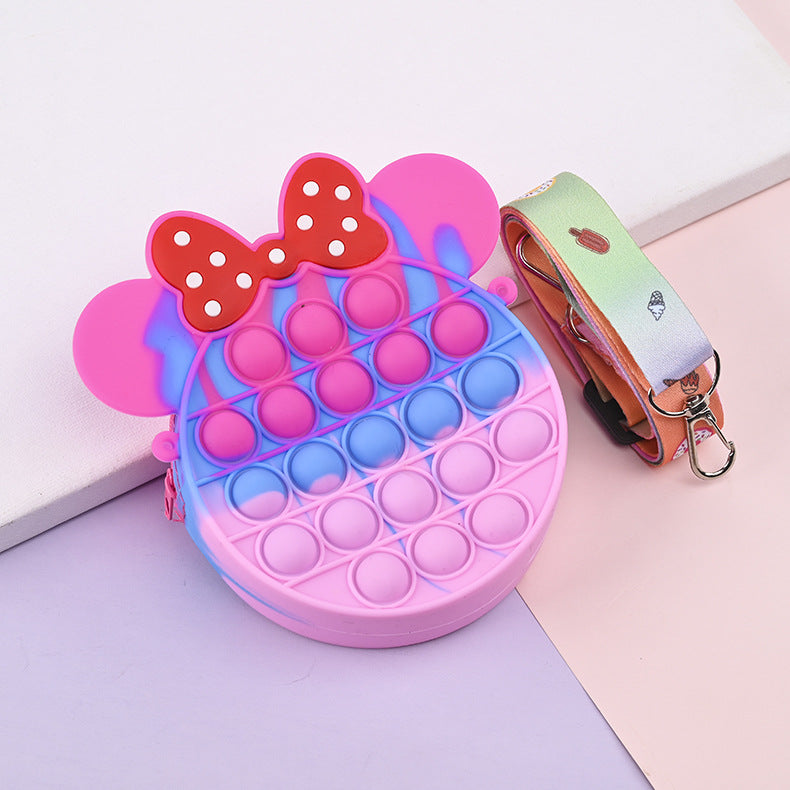 Novel Creative Cartoon Silicone Pouch Kids Crossbody Sling Bag Cute Bear Coin Purse &amp; Small Storage Bag