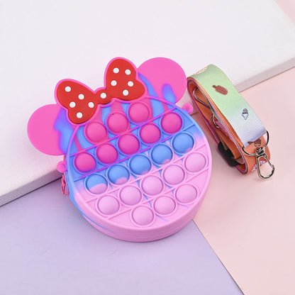 Novel Creative Cartoon Silicone Pouch Kids Crossbody Sling Bag Cute Bear Coin Purse &amp; Small Storage Bag