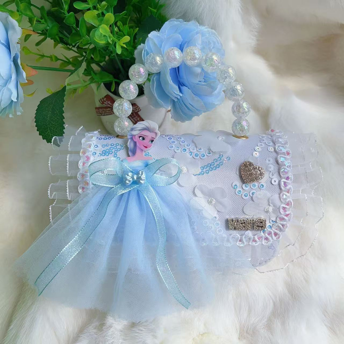 New Kids Handbag for Girls with Bow &amp; Pearl, Fashionable Princess Shoulder Crossbody Mini Purse for Coins
