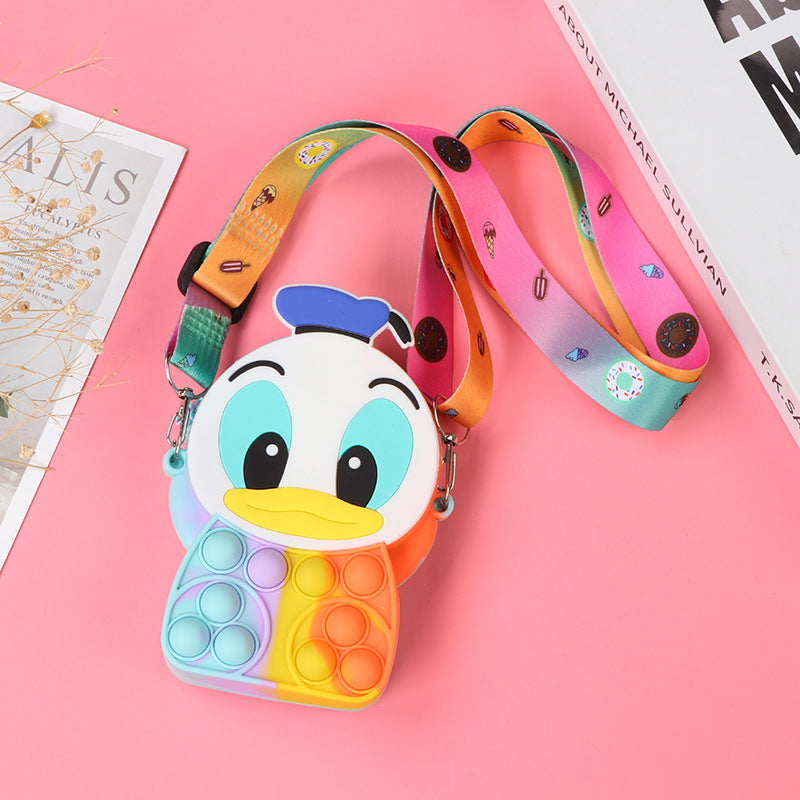 Novel Creative Cartoon Silicone Pouch Kids Crossbody Sling Bag Cute Bear Coin Purse &amp; Small Storage Bag