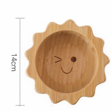 Cute Cartoon Children's Split Dinner Plate for Baby's Eating Suction Type Anti-fall Bamboo and Wood Dinner Plate for Baby's Supplementary Food Tableware