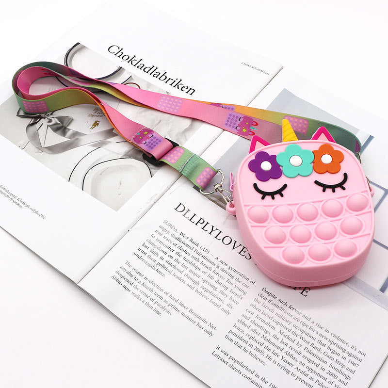 Mouse Killer Pioneer Silicone Cartoon Press Crossbody Bag Unicorn Kids Shoulder Bag Girls Crossbody Mini Square Bag Wholesale