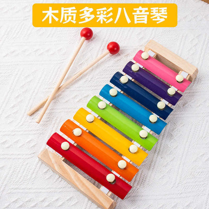 8-Note Hand-Strike Xylophone Wooden Percussion Music Toy for Kids Baby Music Instrument