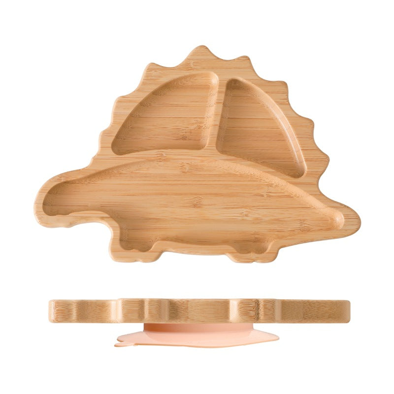 Cute Cartoon Children's Split Dinner Plate for Baby's Eating Suction Type Anti-fall Bamboo and Wood Dinner Plate for Baby's Supplementary Food Tableware