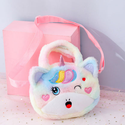 In-Stock Plush Unicorn Crossbody Bag, Single-Shoulder Cosmetic Pouch, Phone & Coin Organizer, Cute Women’s Sling Bag