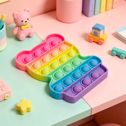 Cross-Border Stress-Relief Silicone Toy Press-Press Rainbow Mouse-Killer Kids Toy Silicone Educational Board Game Toy
