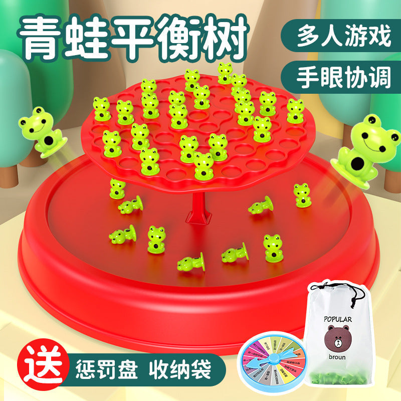 Cross-Border Frog Balance Tree Educational Table Game for Kids—Space Balance Tree Stacking Tower &amp; Balance Fun, 2-Player Interactive Battle Game Toy