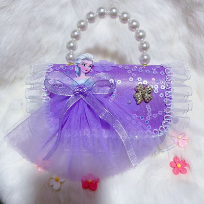 New Kids Handbag for Girls with Bow &amp; Pearl, Fashionable Princess Shoulder Crossbody Mini Purse for Coins