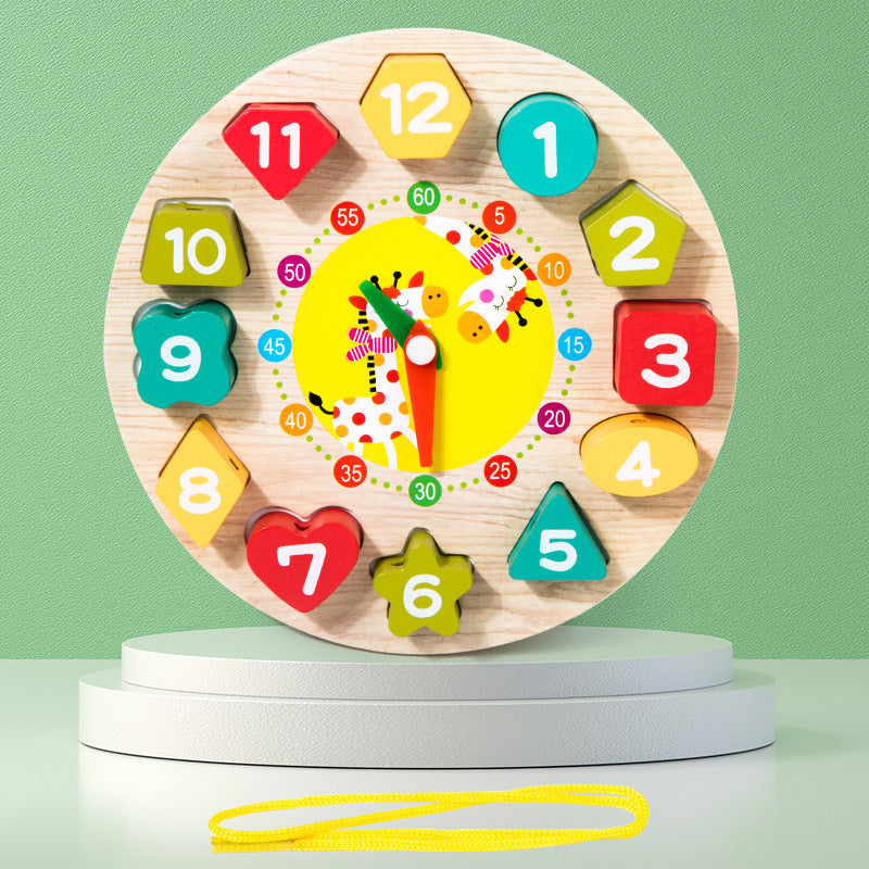 Digital Bead String Clock Model Shape Recognition Clock Educational Toy for Kids, Learning Threading Building Blocks