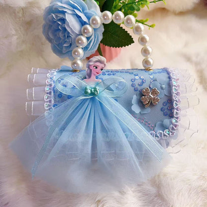 New Kids Handbag for Girls with Bow &amp; Pearl, Fashionable Princess Shoulder Crossbody Mini Purse for Coins