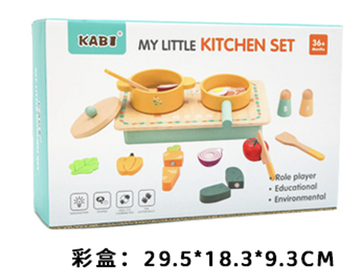 Kids Pretend Play Tea Set Dessert Cake Coffee BBQ Kitchen Fruits Wooden Educational Toys