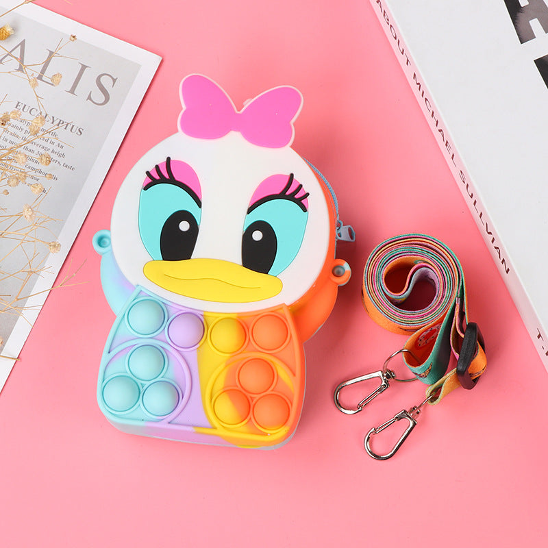 Novel Creative Cartoon Silicone Pouch Kids Crossbody Sling Bag Cute Bear Coin Purse &amp; Small Storage Bag