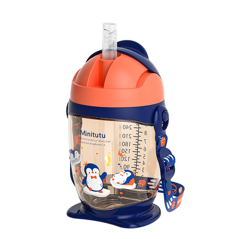 Minitutu children's baby direct drinking cup a cup of dual-purpose delivery strap anti-fall anti-spray large capacity 300mL