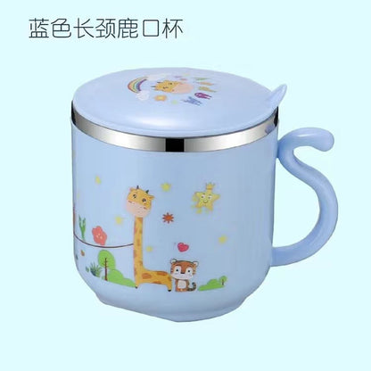 Factory Direct Sales 304 Stainless Steel Water Cup with Straw Yellow Duck Kidsren's Cup Kindergarten Mouth Cup Handy Cup Gift