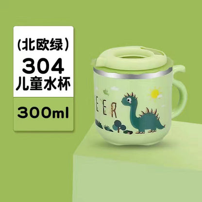 Factory Direct Sales 304 Stainless Steel Water Cup with Straw Yellow Duck Kidsren's Cup Kindergarten Mouth Cup Handy Cup Gift