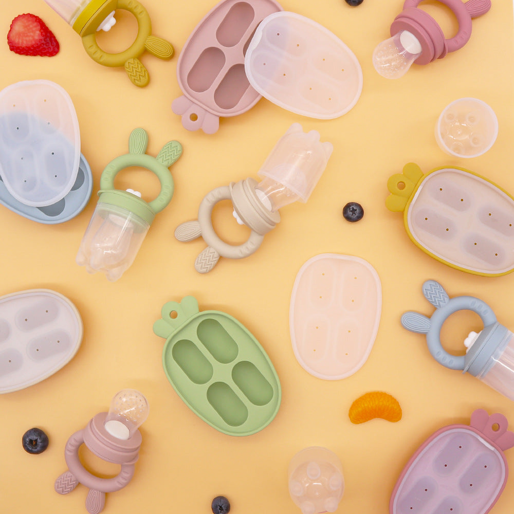 New Product Baby Fruit and Vegetable Music Food Grade Full Silicone Fruit Bite Ice Cube Mould Baby Feeding Food Supplementary Artifact