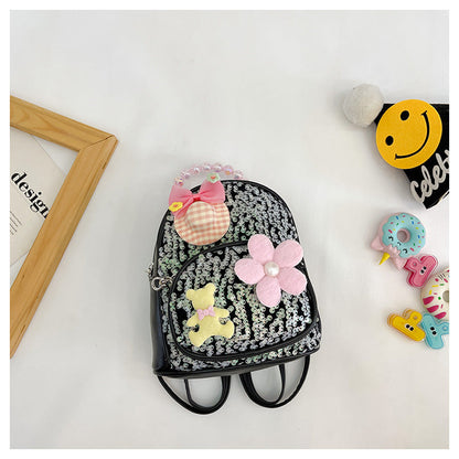 New Sequin Kids Princess Pearl Accessories Backpack Shoulder Bag, Cute Casual School Bag for Kindergarten
