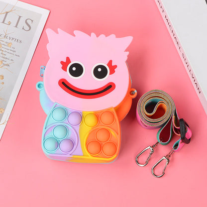 Novel Creative Cartoon Silicone Pouch Kids Crossbody Sling Bag Cute Bear Coin Purse &amp; Small Storage Bag