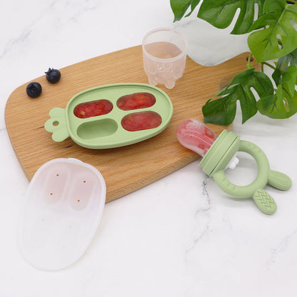 New Product Baby Fruit and Vegetable Music Food Grade Full Silicone Fruit Bite Ice Cube Mould Baby Feeding Food Supplementary Artifact
