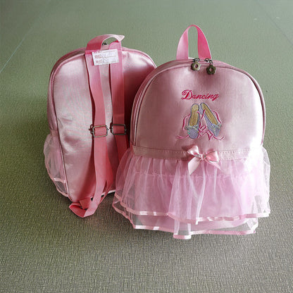 Kids Dance Bag Lace Mesh Waterproof Backpack, Double Shoulder Dance Bag for Dancing, Latin, Yoga, Training Classes—Customizable Logo Printing