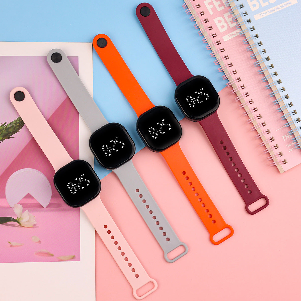 Ready-to-Ship Cross-Border LED Dual-Line Electronic Watch, Creative Tech Style, Student Square Touch, Minimalist Luminous Electronic Wristwatch