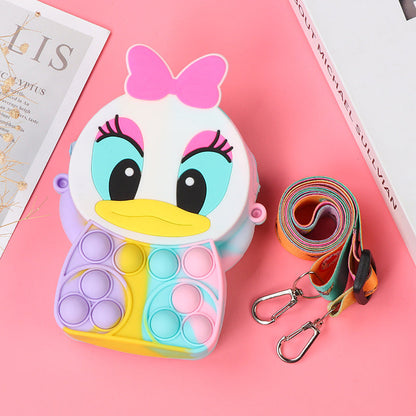 Novel Creative Cartoon Silicone Pouch Kids Crossbody Sling Bag Cute Bear Coin Purse &amp; Small Storage Bag