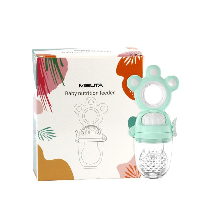 Misuta Baby Teething Bag Fruit and Vegetable Feeder Silicone Pacifier Teether Push-Type Nano Silver