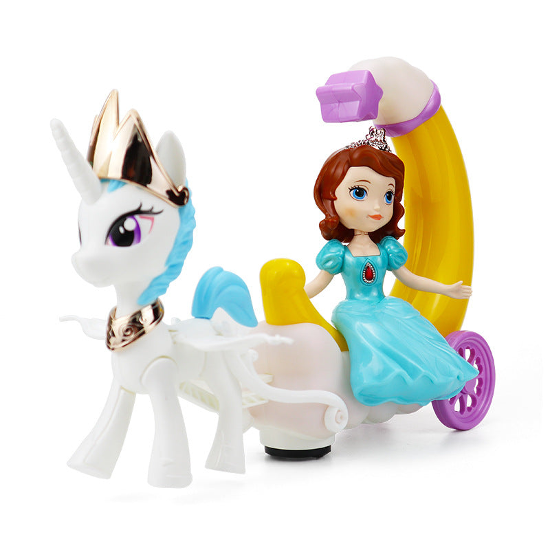 New Electric Universal Moonlight Carriage Princess Music & Light Toy for Kids, Girls—Princess Gift