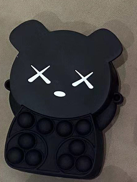 Novel Creative Cartoon Silicone Pouch Kids Crossbody Sling Bag Cute Bear Coin Purse &amp; Small Storage Bag