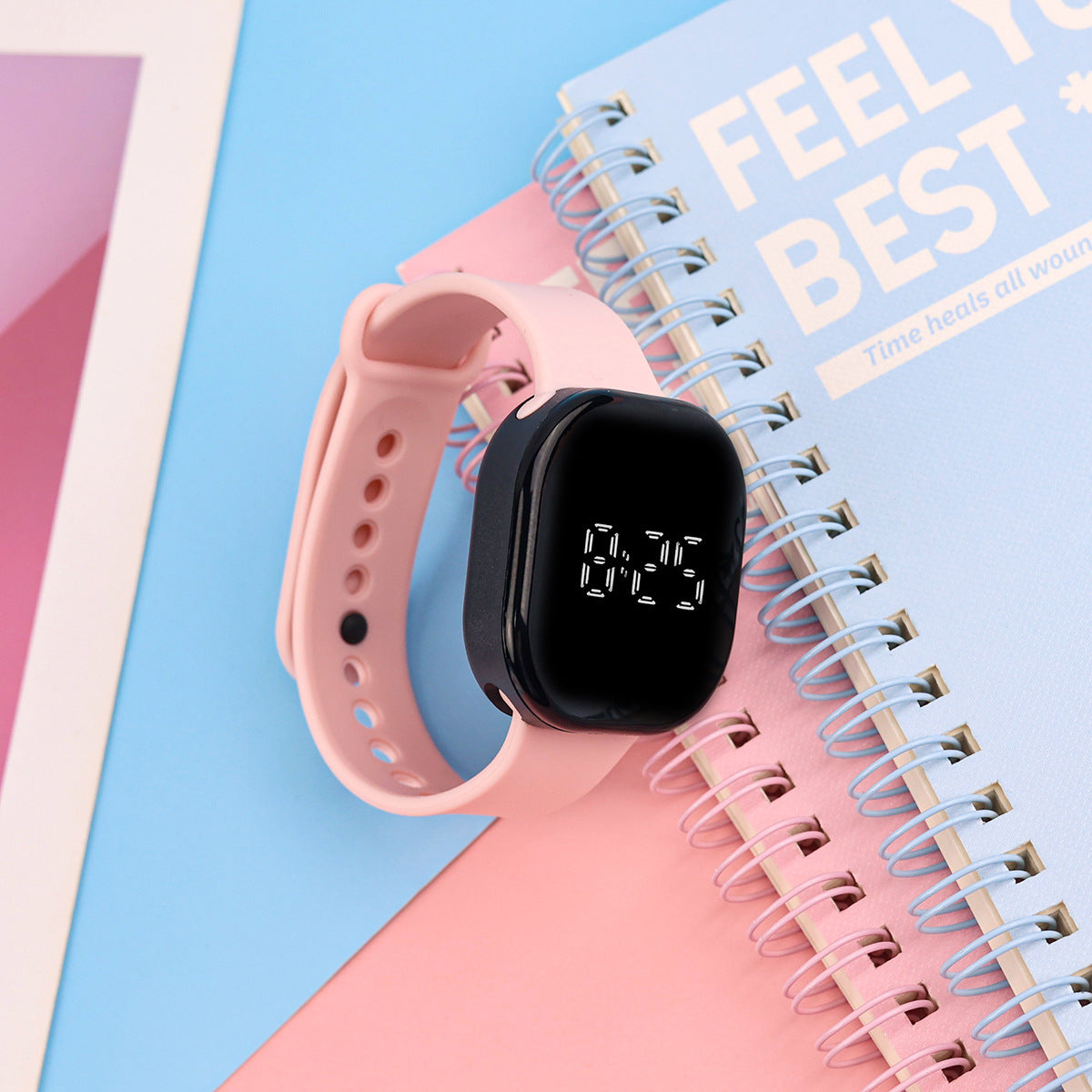 Ready-to-Ship Cross-Border LED Dual-Line Electronic Watch, Creative Tech Style, Student Square Touch, Minimalist Luminous Electronic Wristwatch