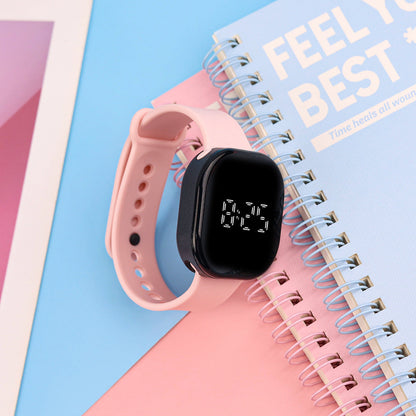 Ready-to-Ship Cross-Border LED Dual-Line Electronic Watch, Creative Tech Style, Student Square Touch, Minimalist Luminous Electronic Wristwatch