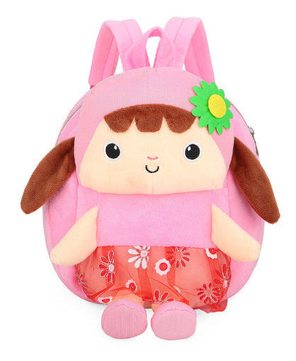 Cartoon Cute Kids Backpack for Girls, Toddler Preschool School Bag with Sunflower Doll Plush, Children’s Double Shoulder Bag