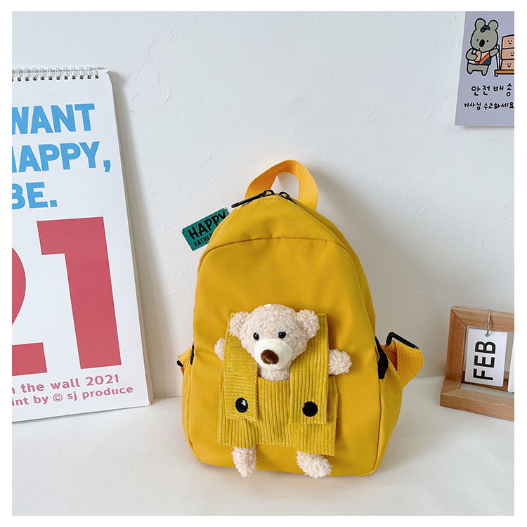 Cute Personalized Bear Backpack for Kids, Playful Kindergarten School Bag, Children’s Double Shoulder Backpack