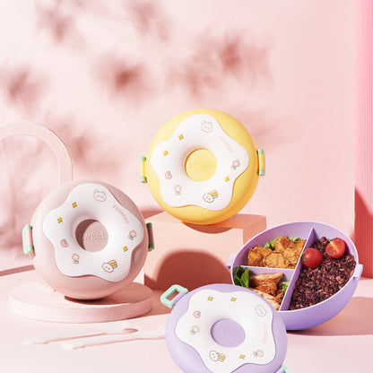 New compartment lunch box student High-looking sealed lunch box microwave oven office worker with tableware lunch box circle Rice