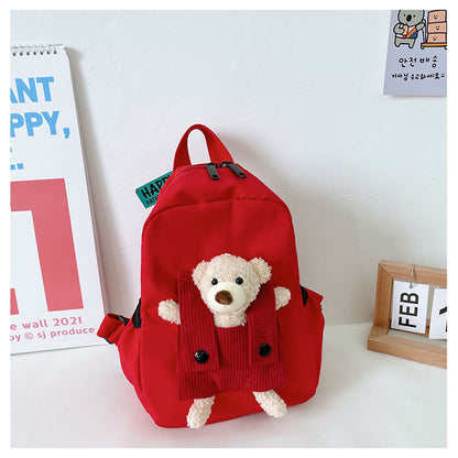 Cute Personalized Bear Backpack for Kids, Playful Kindergarten School Bag, Children’s Double Shoulder Backpack